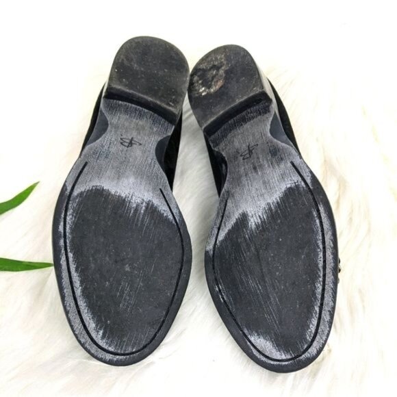 Black Suede Loafers Chunky Maximalist Silver Chain 6 B Makowski Dark Academia - Picture 8 of 8